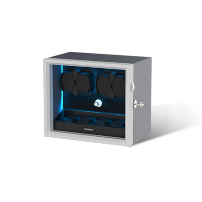 Automatic 4 Watch Winder with 4 Storage Slots, LED Display, Gray Textured Finish