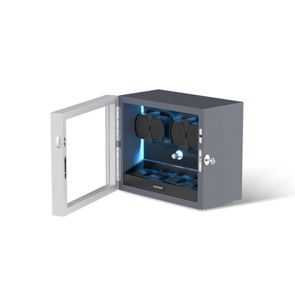 Automatic 4 Watch Winder with 4 Storage Slots, LED Display, Gray Textured Finish