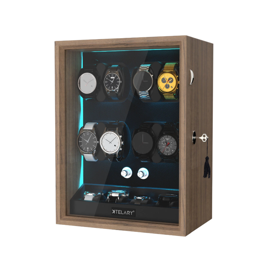 Winderox 8-Watch Automatic Watch Winder with LED Display & Storage