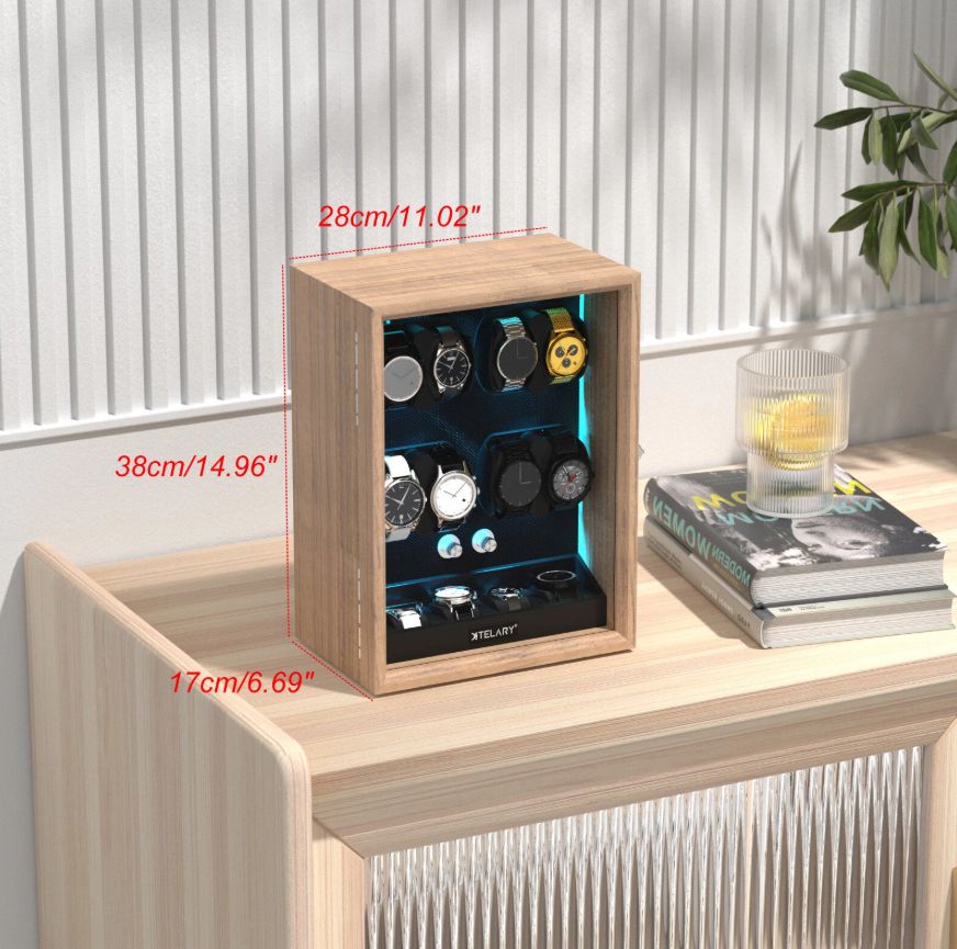 Winderox 8-Watch Automatic Watch Winder with LED Display & Storage