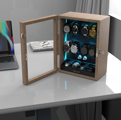 Winderox 8-Watch Automatic Watch Winder with LED Display & Storage