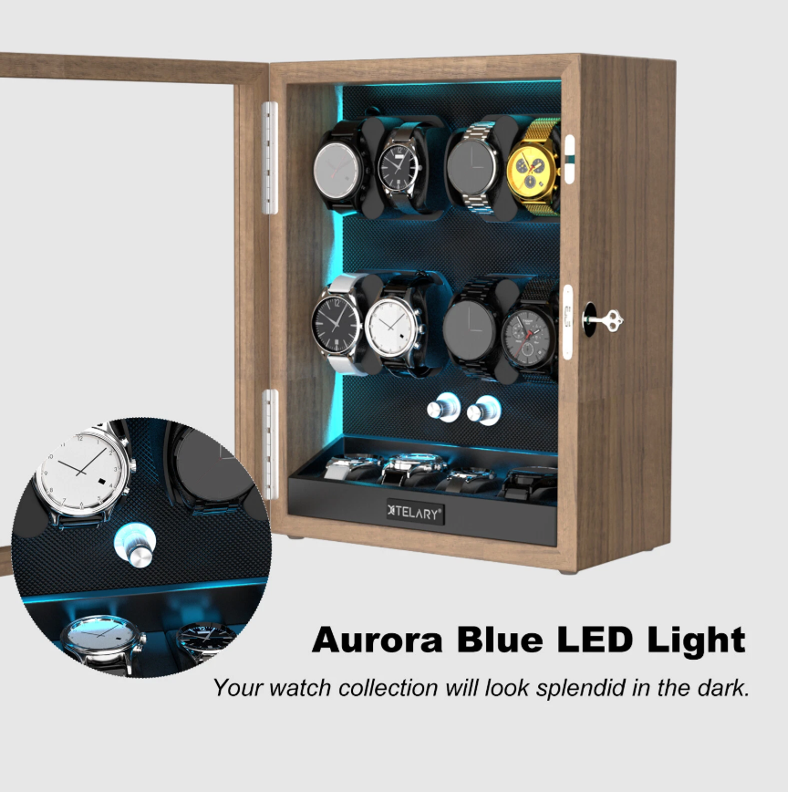 Winderox 8-Watch Automatic Watch Winder with LED Display & Storage