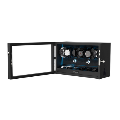 Automatic Watch Winder for 6 Watches with 6 Storage Slots and Blue LED Light