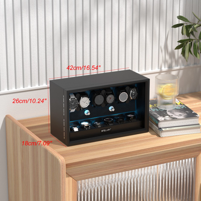 Automatic Watch Winder for 6 Watches with 6 Storage Slots and Blue LED Light