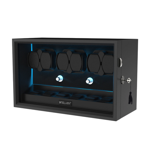Automatic Watch Winder for 6 Watches with 6 Storage Slots and Blue LED Light